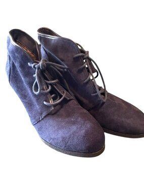 Madden Girl Dally Lace-Up Navy Suede Wedge Ankle Boots Women’s Size 9.5M